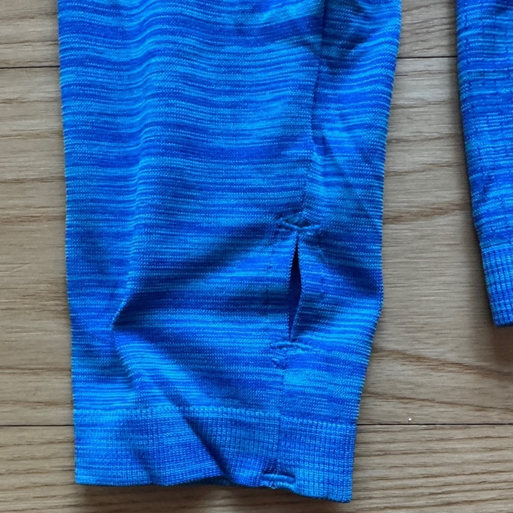 Nike Dri Fit Shirt Mens S Blue Long Sleeve Running Gym Thumb Holes - Picture 3 of 8